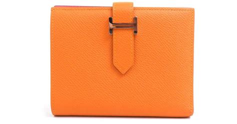 hermes bearn wallet leather orange leather buckle|Béarn leather wallet Hermès Orange in Leather .